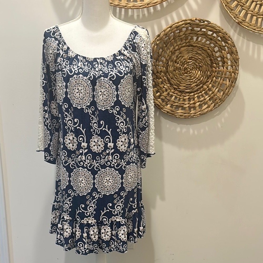 2B Together Blue and White Floral Dress